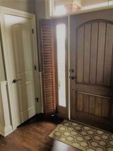 Norman Shutters on Door Sidelights Windows for Front Doors by Columbia Blinds and Shutters in Missouri